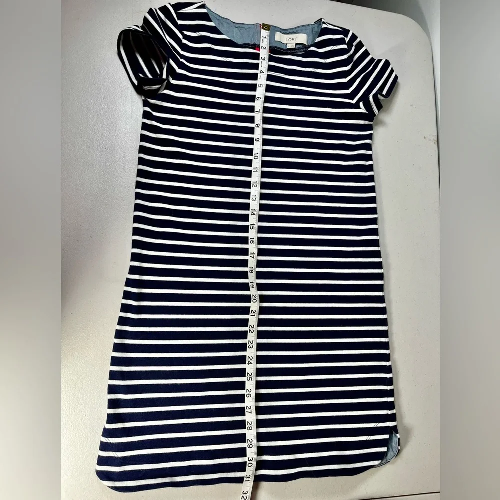 LOFT Navy and White Striped Dress , Small - Picture 11 of 15